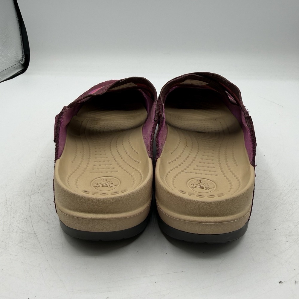 Crocs Edie Mules Womens Sz 7 Burgundy/Tan Slip On Comfort Shoes Closed Toe - Picture 8 of 10